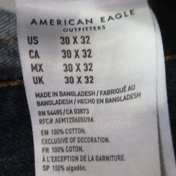 American Eagle Jeans Mens 32x30 Dark Wash Relaxed Straight Leg 100% Cotton Denim - Picture 8 of 8